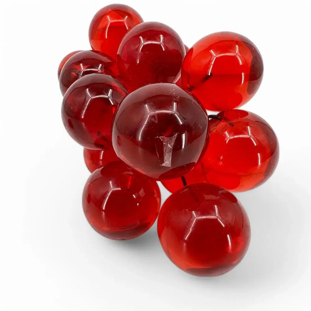 MCM Lucite Acrylic Red Grapes Cluster on Driftwood Stem Vintage Centerpiece - Picture 7 of 11